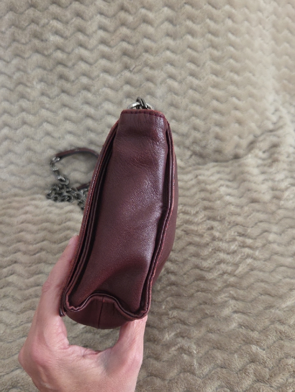 Kate Moss x Longchamp Burgundy Leather Chain Strap Crossbody - Picture 7 of 10